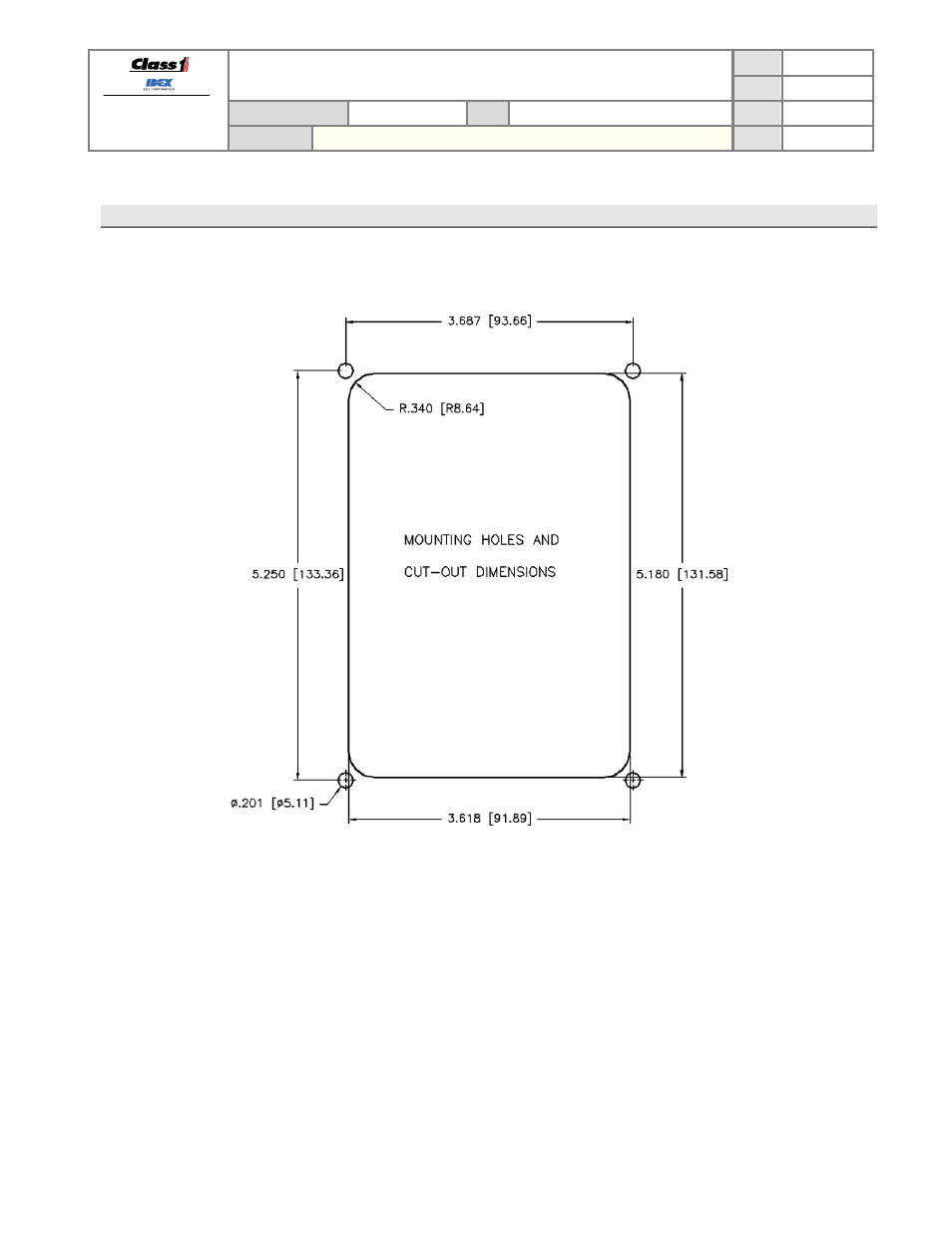 Mounting & installation, Panel cutout dimensions, Technical data sheet | Class1 117155 - TPG Governor - 117684  EXTERNAL User Manual | Page 28 / 30