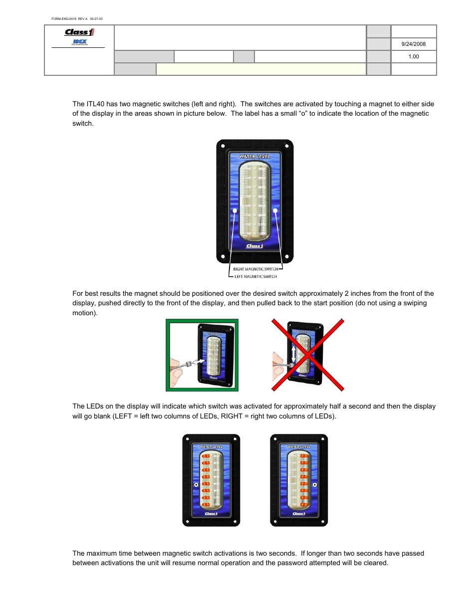 Operation manual, Magnetic switches | Class1 118253 - ITL40 108404-XX - Full User Manual | Page 8 / 26