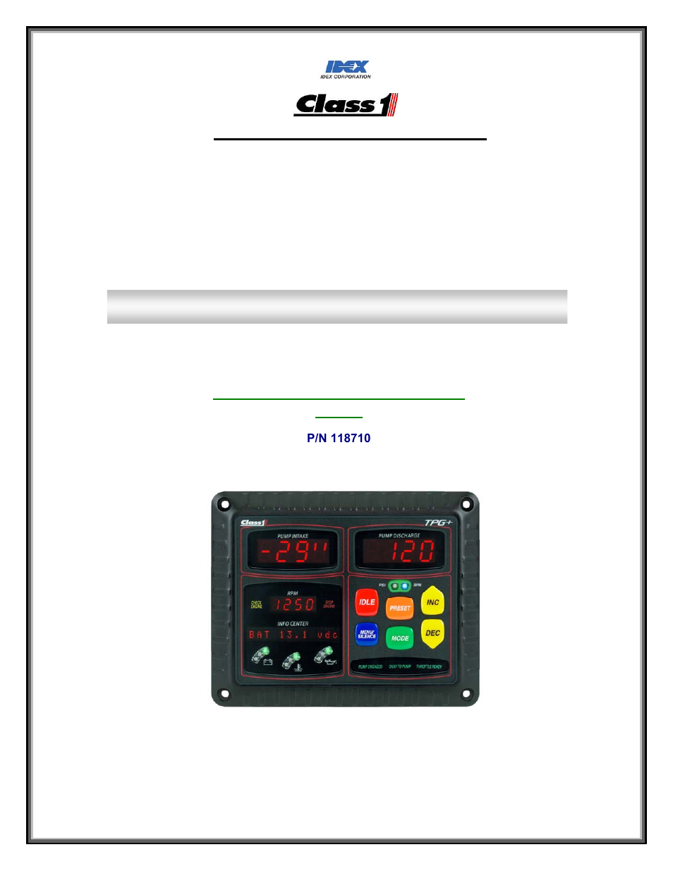 Class1 118711 - TPG+ Governor - 118710  EXTERNAL User Manual | 31 pages