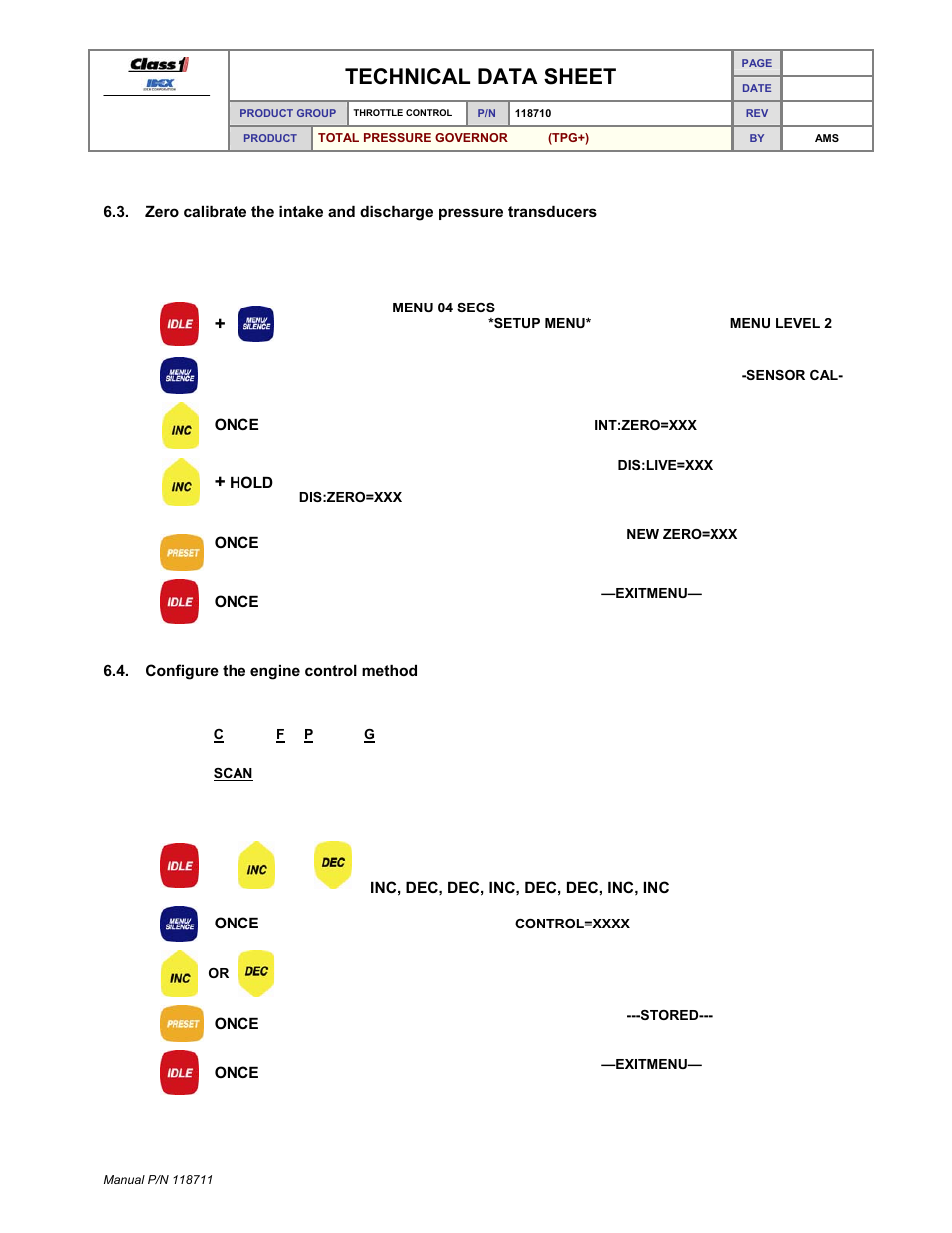 Technical data sheet | Class1 118711 - TPG+ Governor - 118710  EXTERNAL User Manual | Page 27 / 31