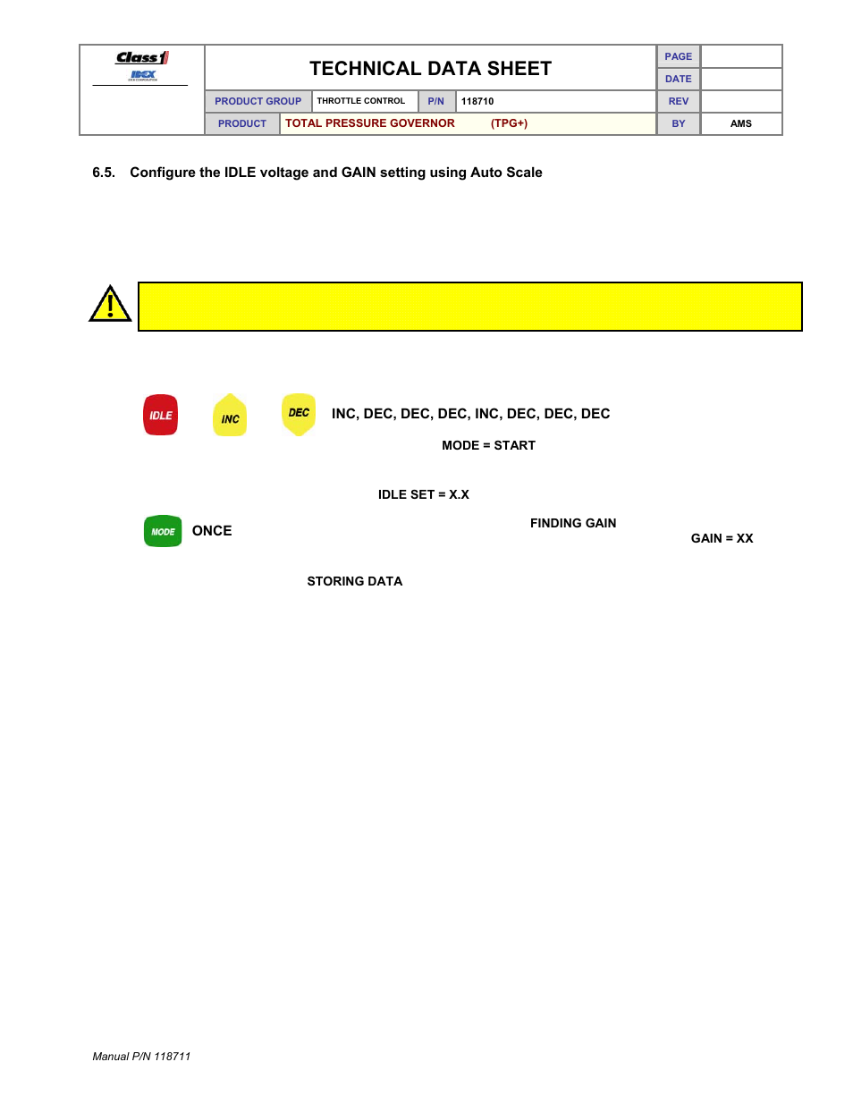 Technical data sheet | Class1 118711 - TPG+ Governor - 118710  EXTERNAL User Manual | Page 28 / 31