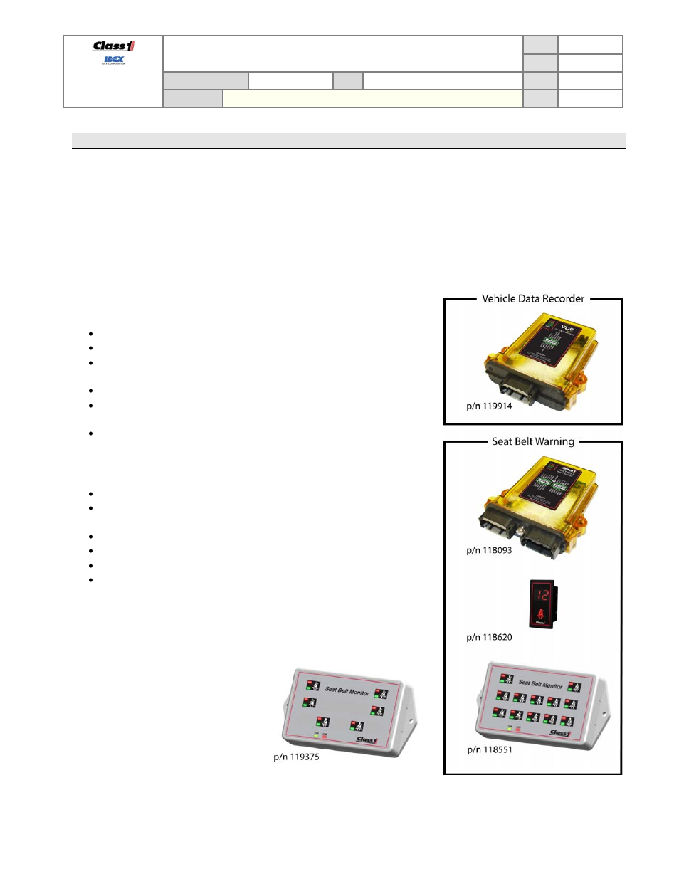 Product manual, Overview | Class1 119327 - VDR system 118093 118097 118551 118620 119375 - EXTERNAL User Manual | Page 4 / 26