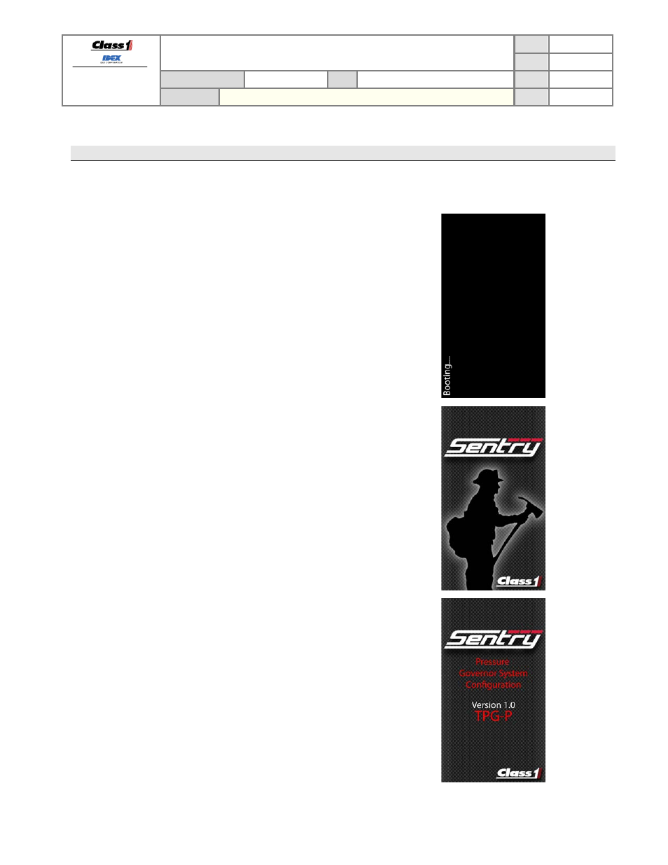 Operation, Initialization, Technical data sheet | Class1 3041-10X-00-CL1 - Sentry Governor -  EXTERNAL User Manual | Page 10 / 36