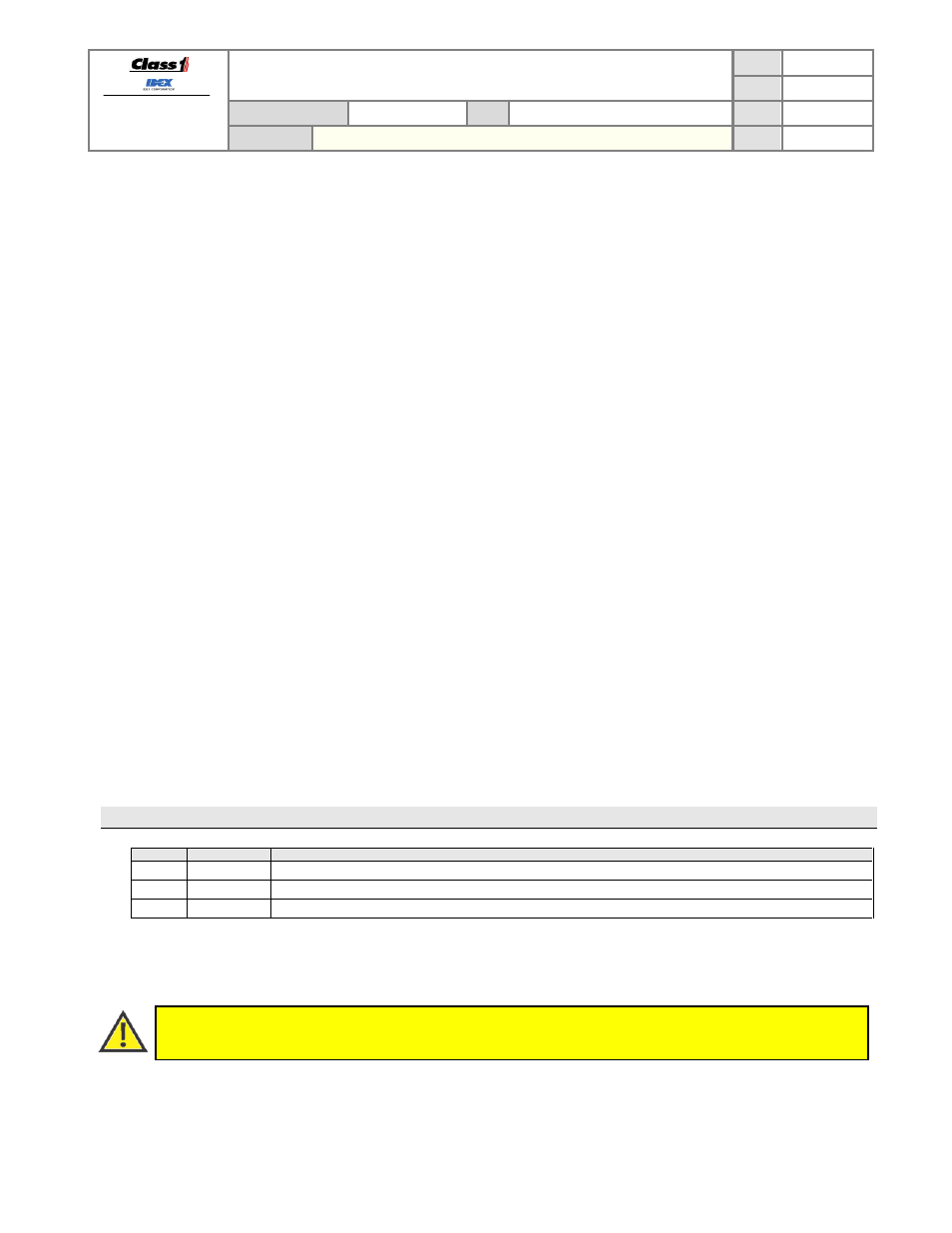 Revision log, Technical data sheet | Class1 3041-10X-00-CL1 - Sentry Governor -  EXTERNAL User Manual | Page 4 / 36