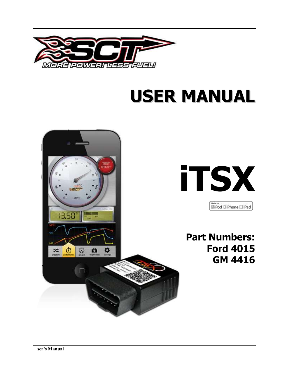 SCT iTSX (Ford 4015,GM 4416) User Manual | 18 pages