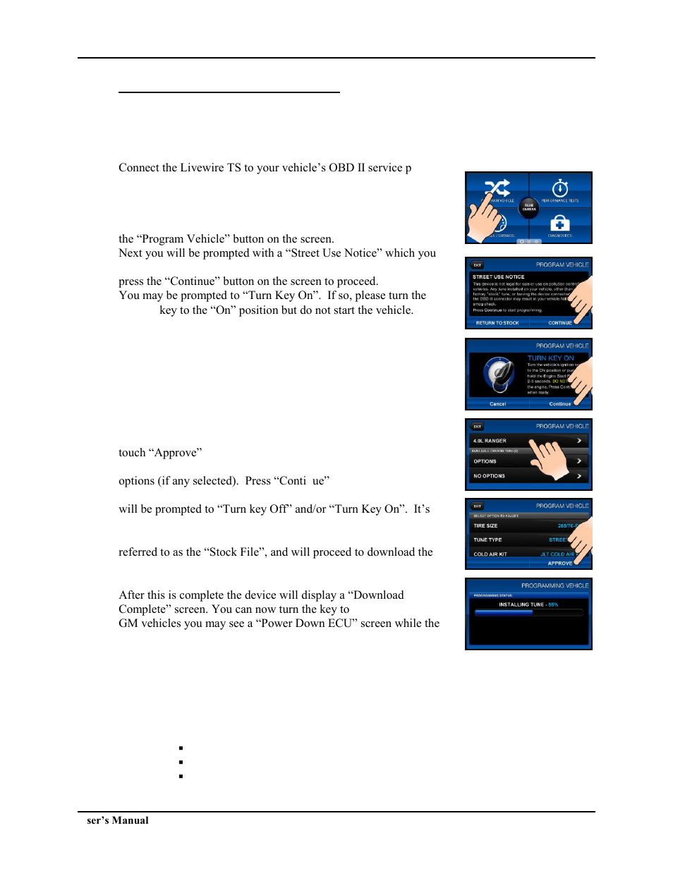 Programming your vehicle, 1 installing a preloaded tune file | SCT Livewire TS (Ford 5015,GM 5416) User Manual | Page 10 / 17