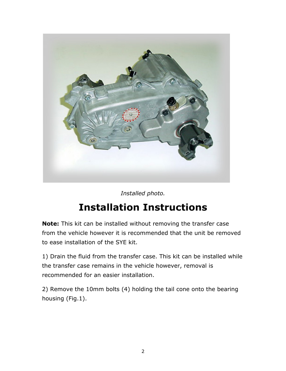 Installation instructions | JB Conversions 16-1206 HD Super Short SYE Kit for the NP231C or NP233C User Manual | Page 2 / 12