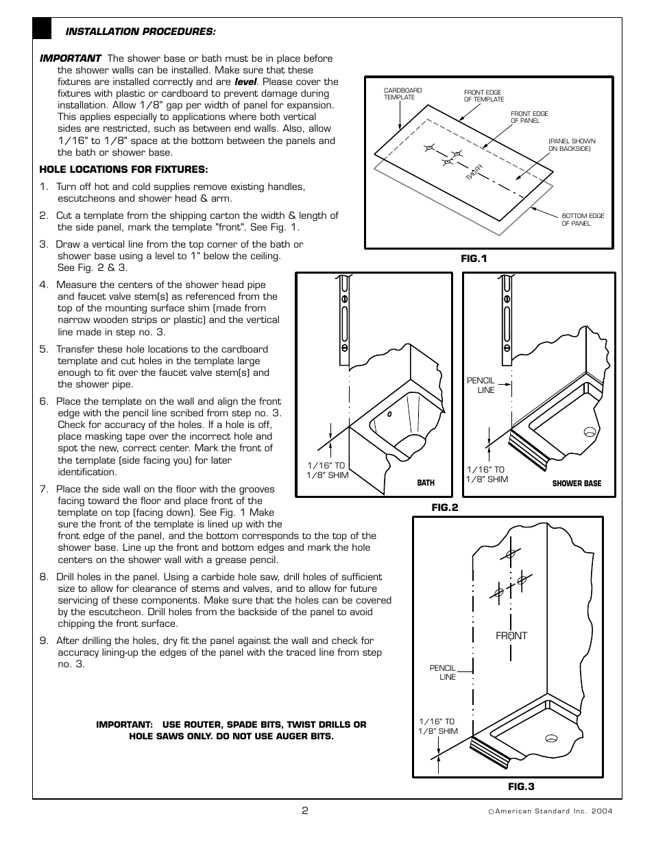 American Standard Town Square Shower Walls 4834.SWTS User Manual | Page 2 / 5