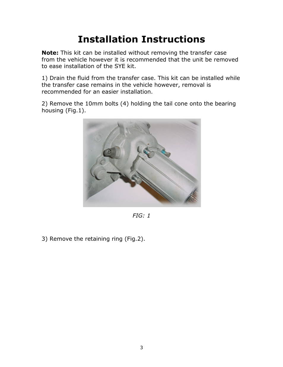 Installation instructions | JB Conversions 16-1205 HD Standard Length SYE Kit Using OEM Housing User Manual | Page 3 / 18