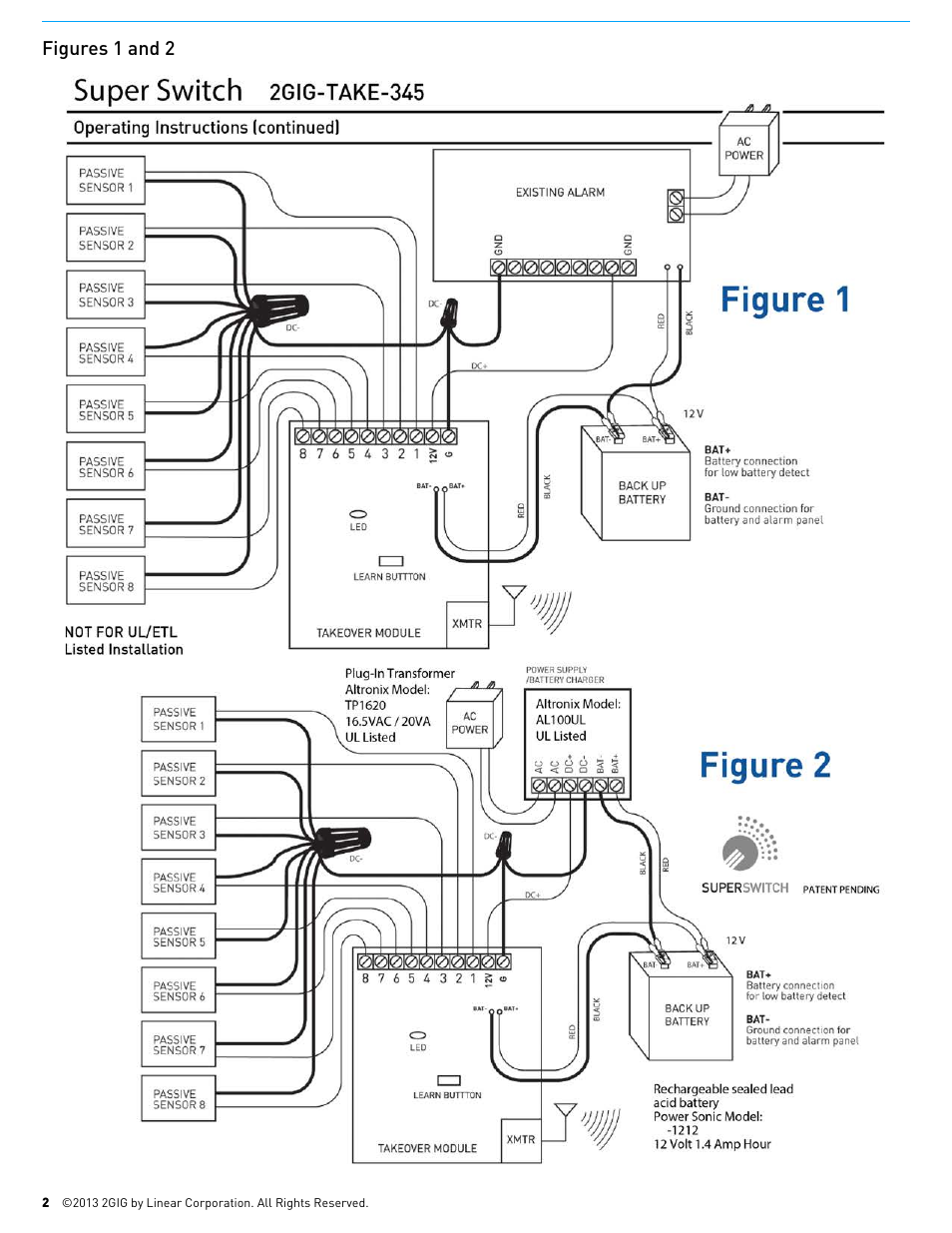 Figures 1 and 2 | 2GIG TAKE-345 Super Switch User Manual | Page 2 / 4