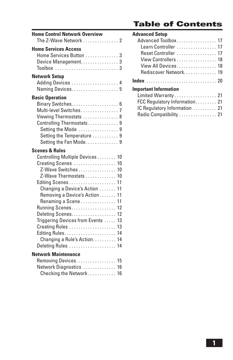 1table of contents | 2GIG Z-Wave User Manual | Page 3 / 24