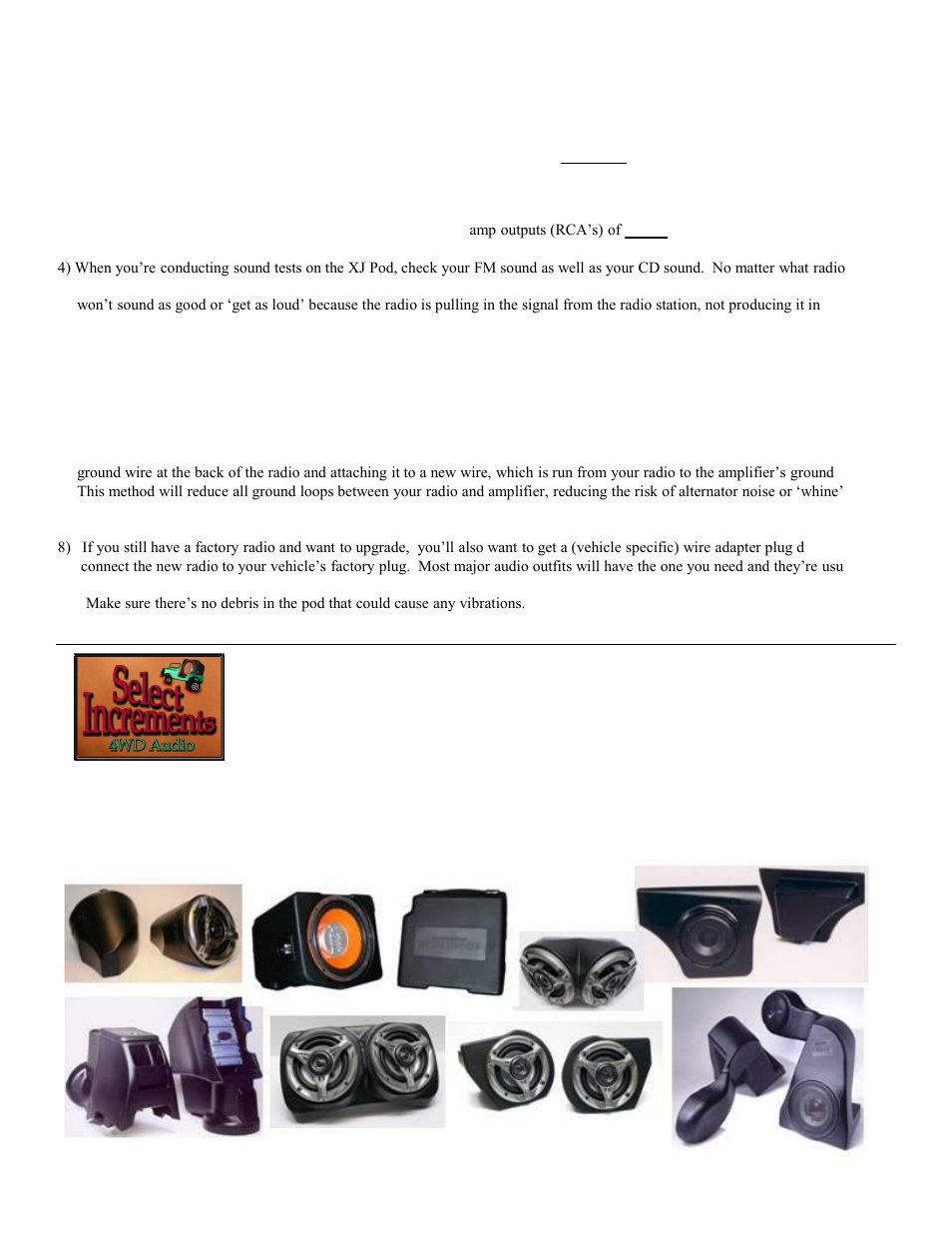 Select Increments XJ-Pod for cherokees User Manual | 3 pages