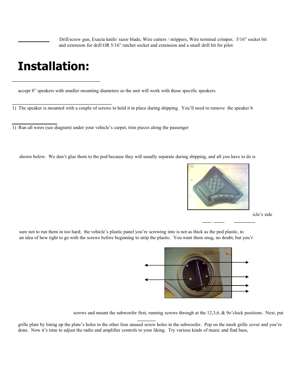 Installation, Procedure | Select Increments XJ-Pod for cherokees User Manual | Page 2 / 3