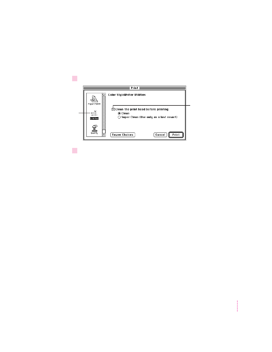 Cleaning the print head, A printing shortcut | Apple Color StyleWriter 2200 User Manual | Page 132 / 146