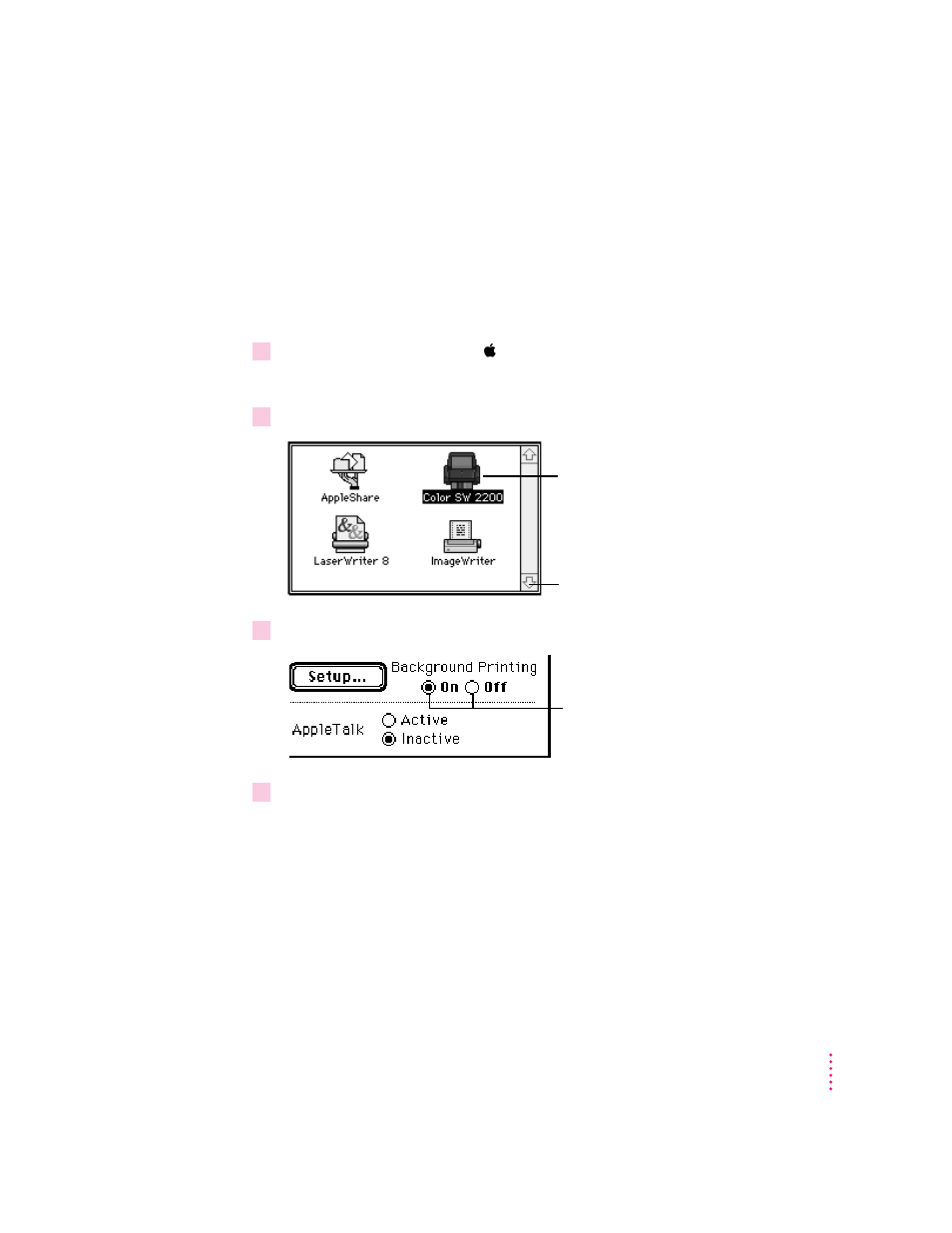 Printing while you use your computer | Apple Color StyleWriter 2200 User Manual | Page 52 / 146