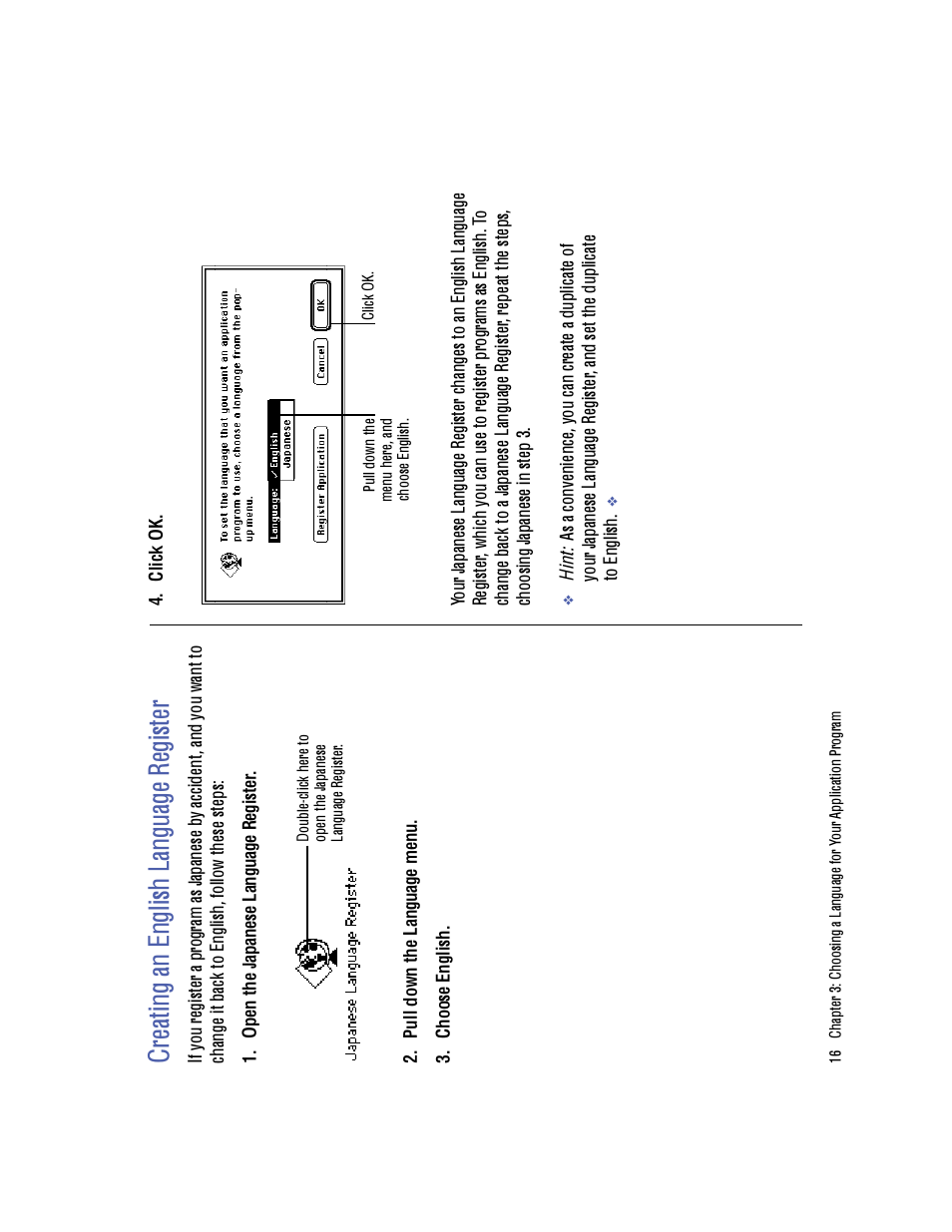 Cr ea tin g an e ng lis h la ng ua ge r eg ist er | Apple Macintosh Japanese Language Kit User Manual | Page 20 / 30