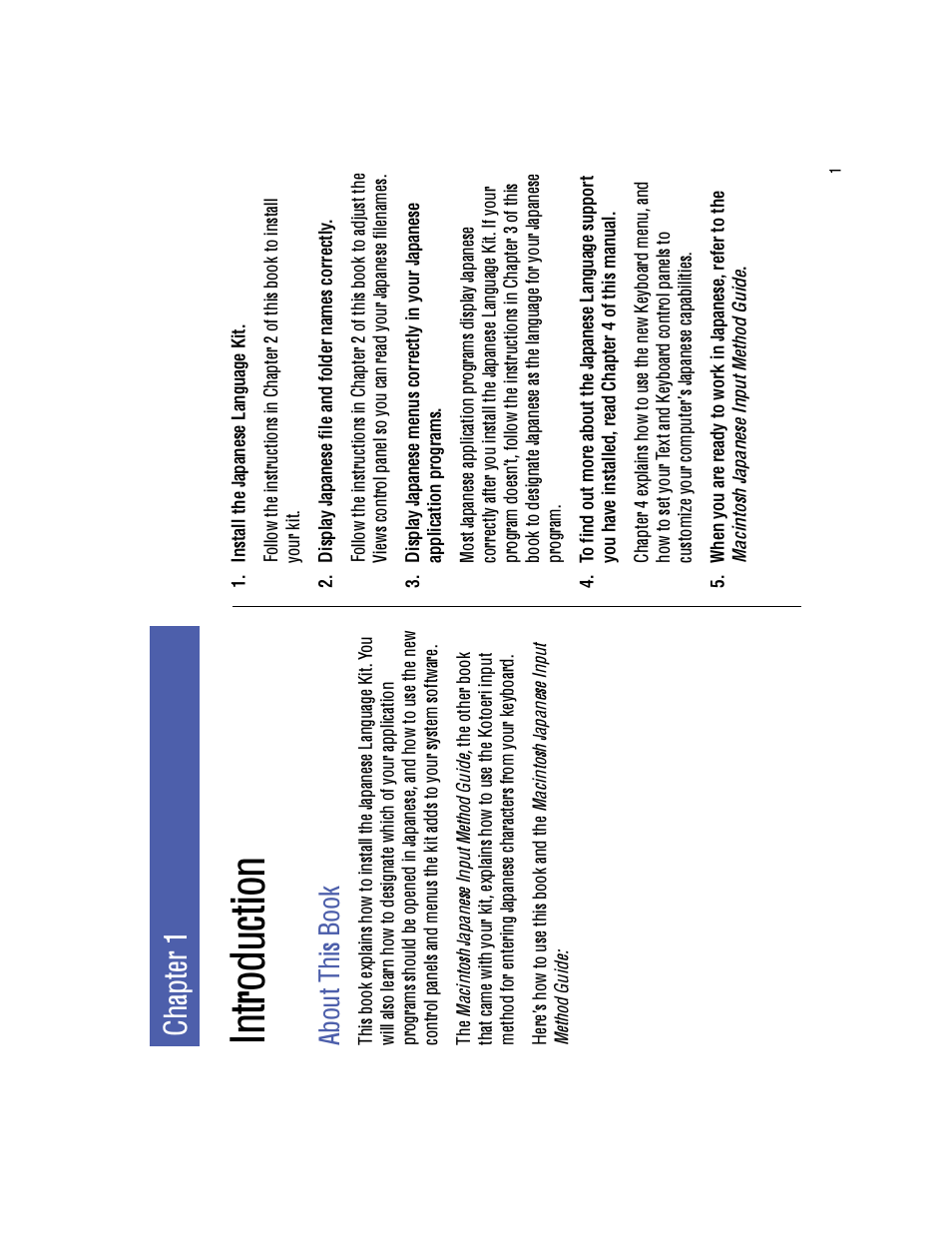 Ch ap te r 1, Ab ou t t hi s b oo k | Apple Macintosh Japanese Language Kit User Manual | Page 5 / 30