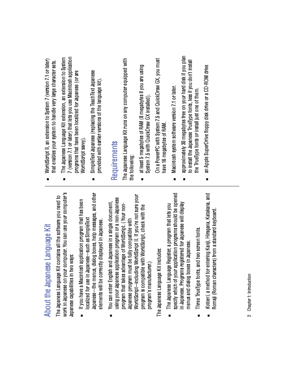 Ab ou t t he ja pa ne se l an gu ag e ki t, Re qu ire m en ts | Apple Macintosh Japanese Language Kit User Manual | Page 6 / 30