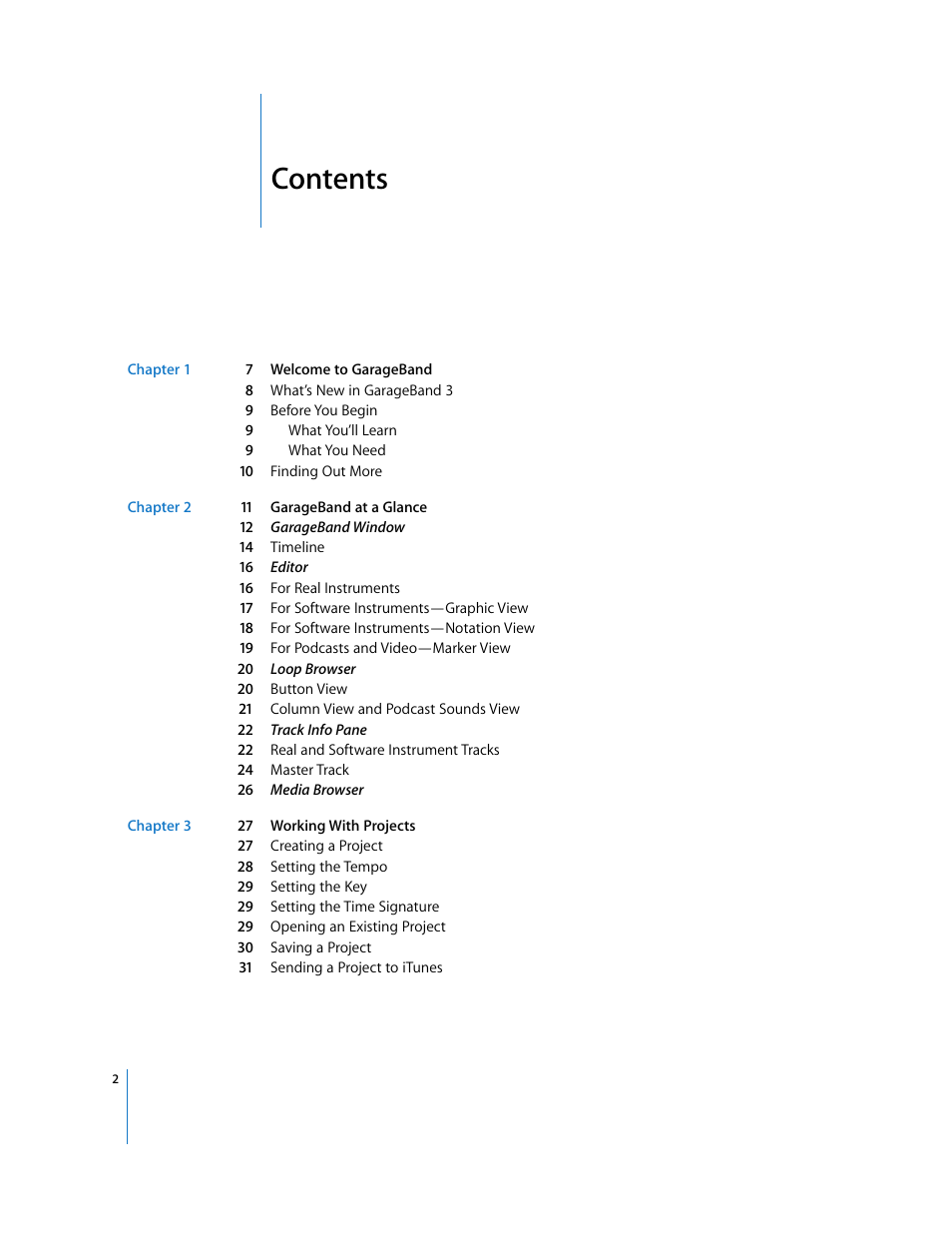 Apple GarageBand 3 User Manual | Page 2 / 98