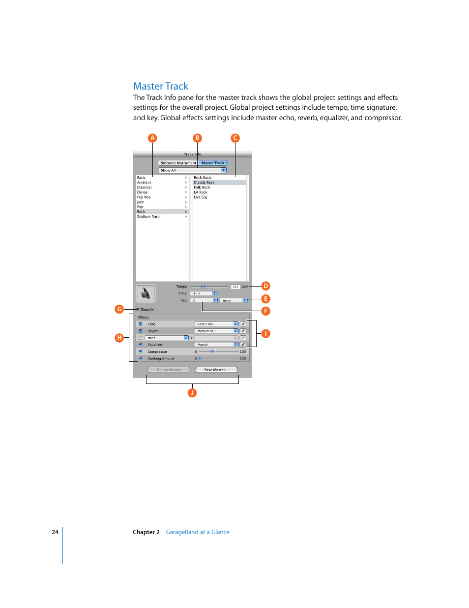 Master track | Apple GarageBand 3 User Manual | Page 24 / 98