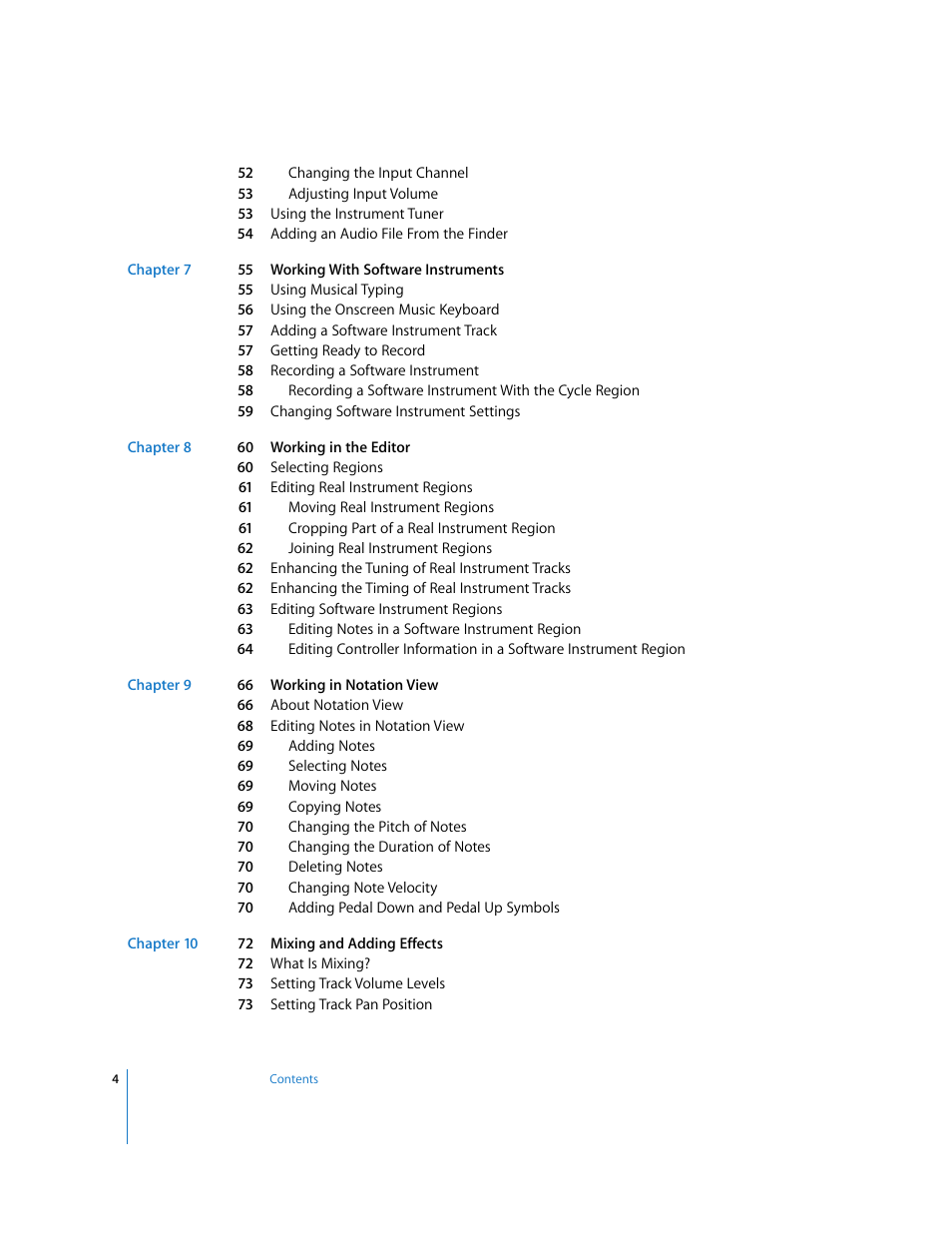 Apple GarageBand 3 User Manual | Page 4 / 98