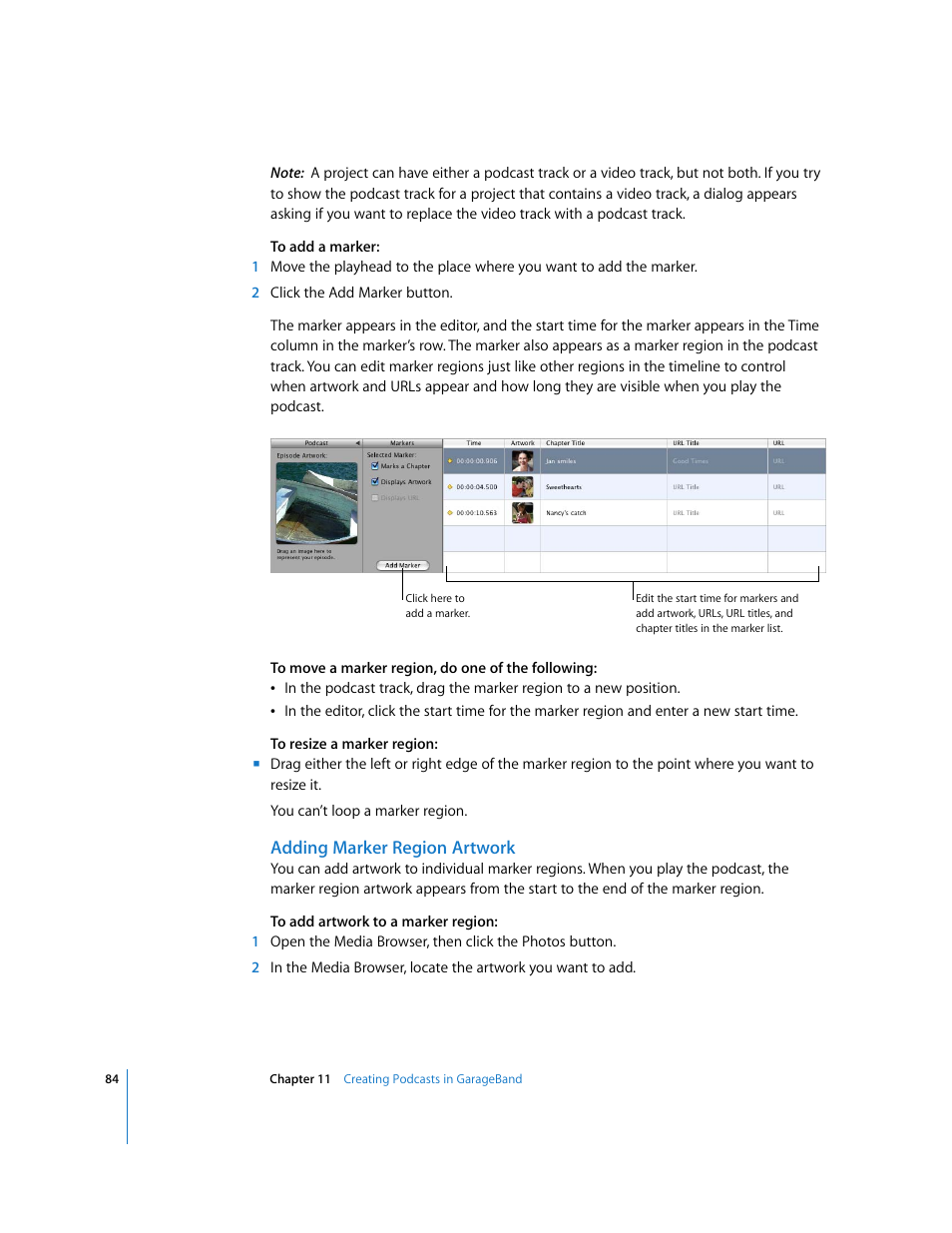 Adding marker region artwork | Apple GarageBand 3 User Manual | Page 84 / 98