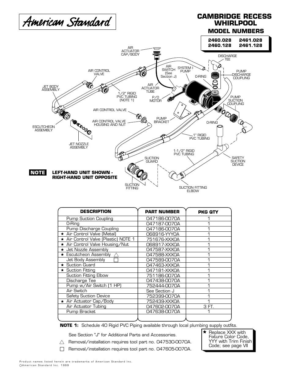 American Standard Cambridge 2460.128 User Manual | 1 page