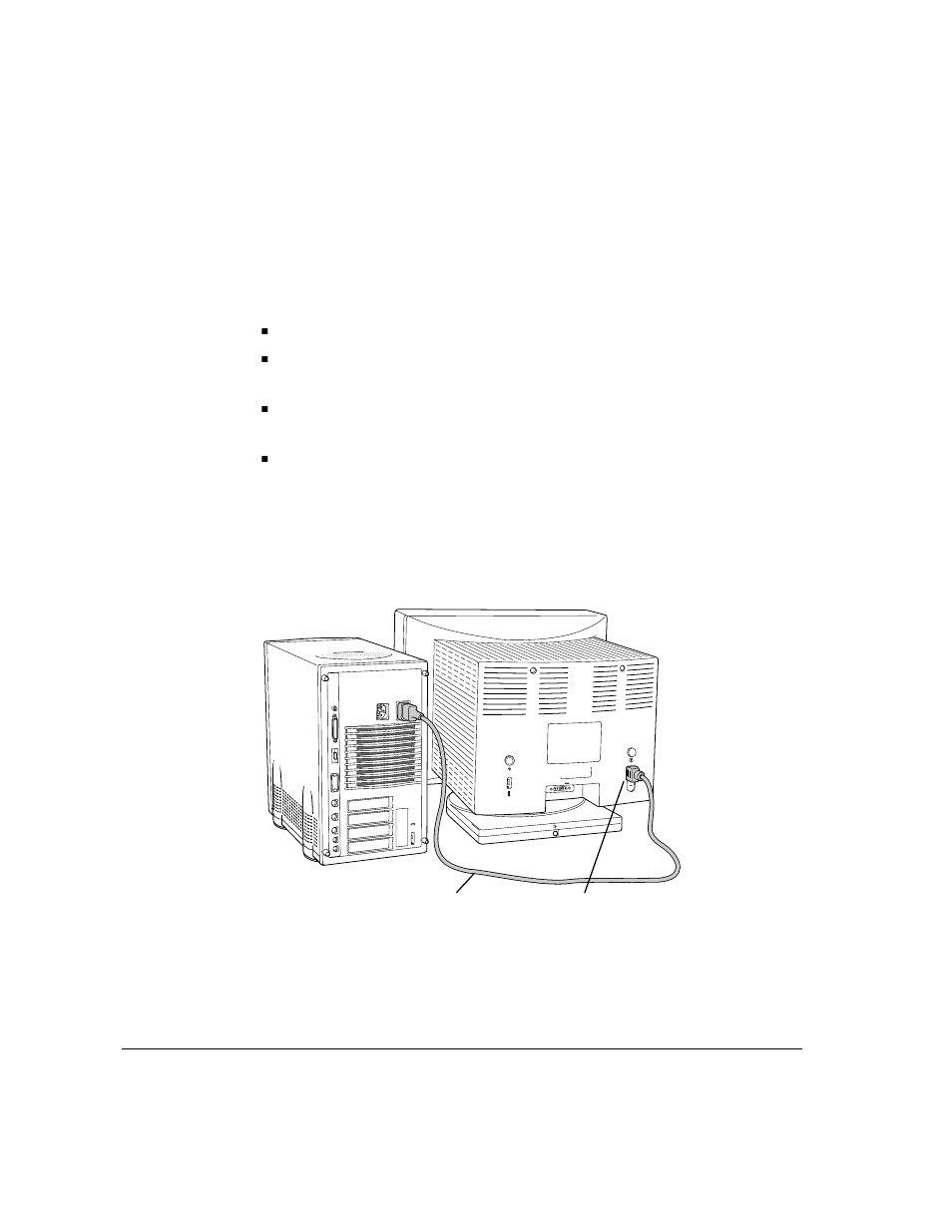 Connecting the monitor’s power cord | Apple Workgroup Server 8150/110 User Manual | Page 22 / 144