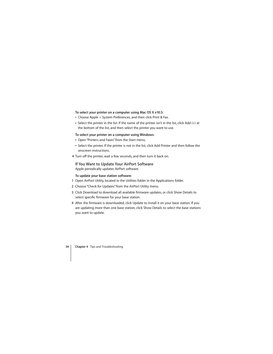If you want to update your airport software | Apple AirPort Express 802.11n (1st Generation) User Manual | Page 34 / 48