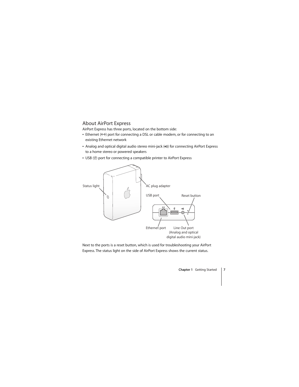 About airport express | Apple AirPort Express 802.11n (1st Generation) User Manual | Page 7 / 48