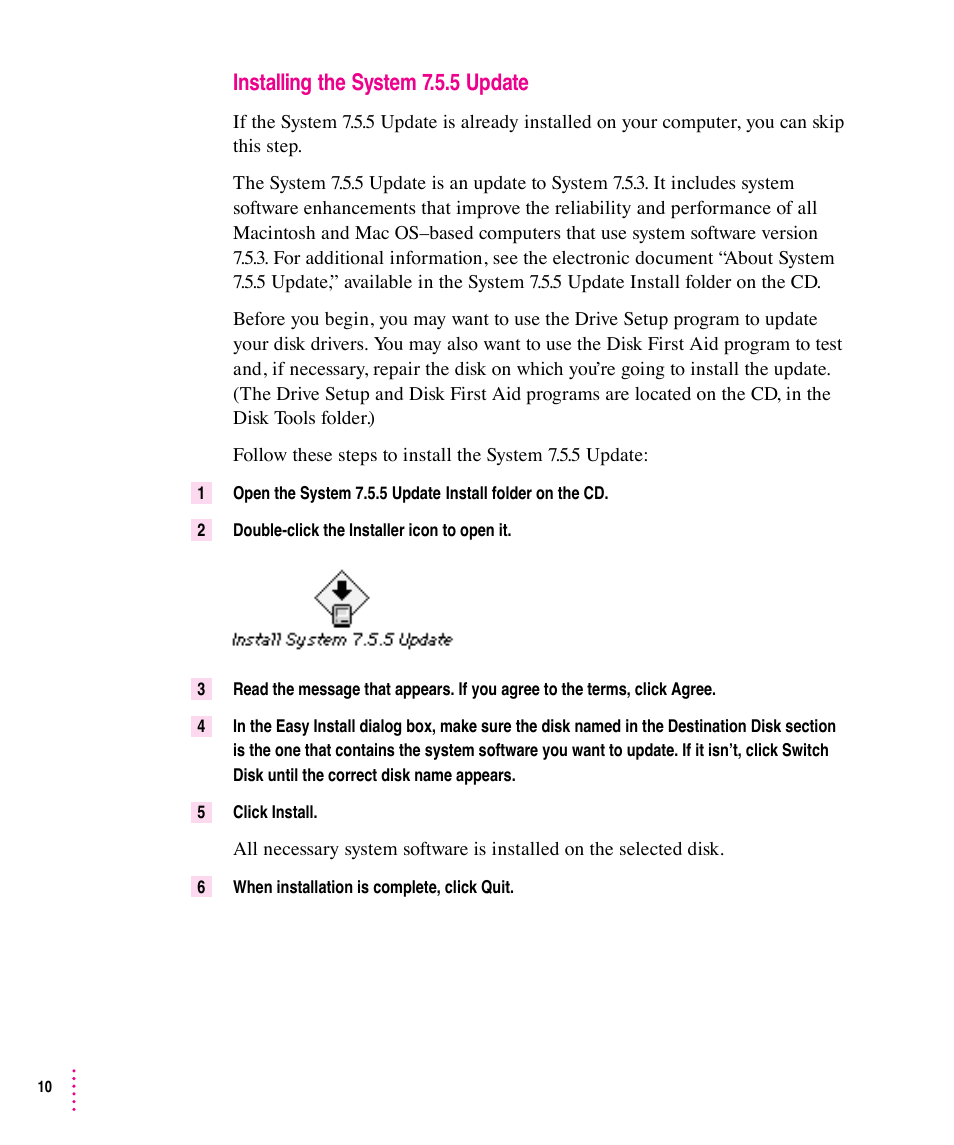 Installing the system 7.5.5 update | Apple Video Phone Kit User Manual | Page 10 / 22