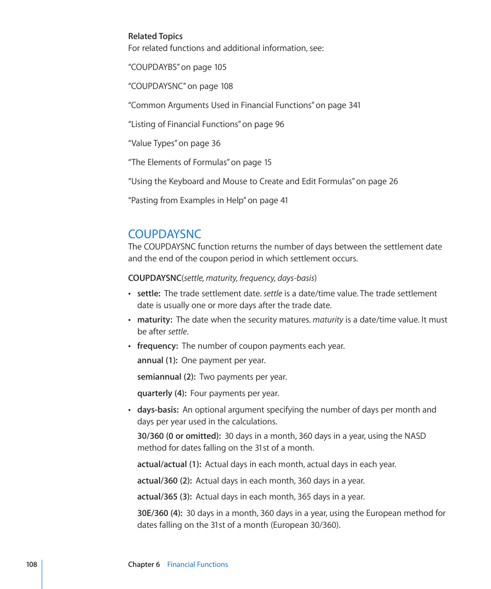 Coupdaysnc, 108 coupdaysnc | Apple iWork '09 User Manual | Page 108 / 372
