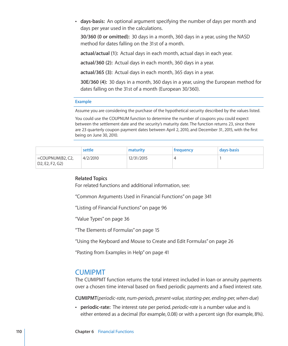Cumipmt, 110 cumipmt | Apple iWork '09 User Manual | Page 110 / 372
