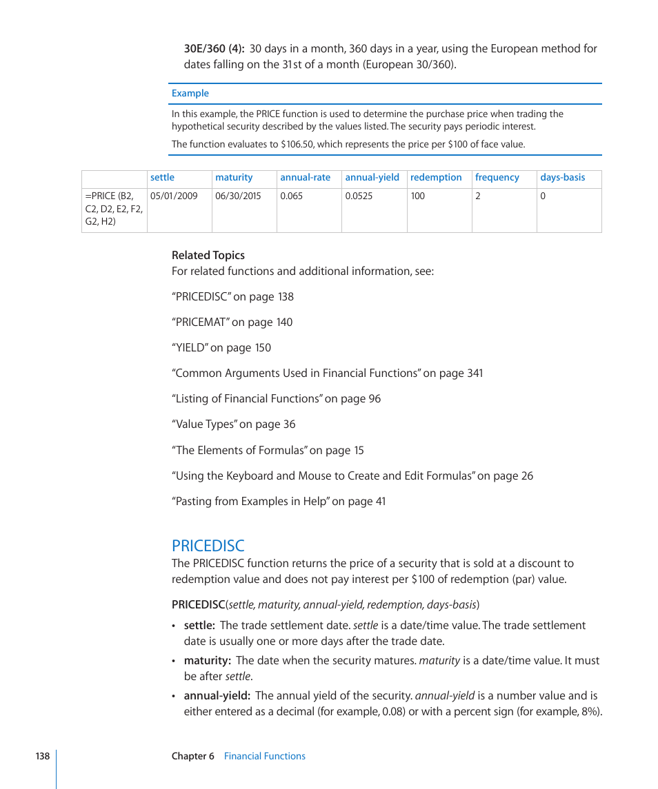 Pricedisc, 138 pricedisc | Apple iWork '09 User Manual | Page 138 / 372