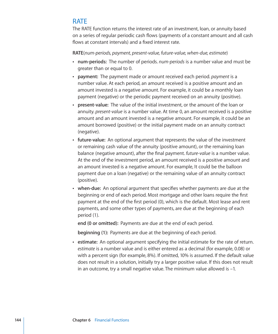 Rate, 144 rate | Apple iWork '09 User Manual | Page 144 / 372