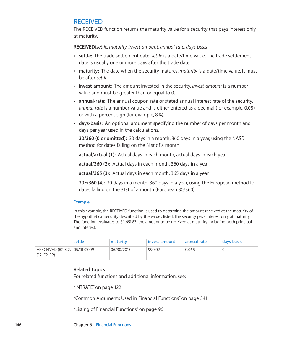 Received, 146 received | Apple iWork '09 User Manual | Page 146 / 372