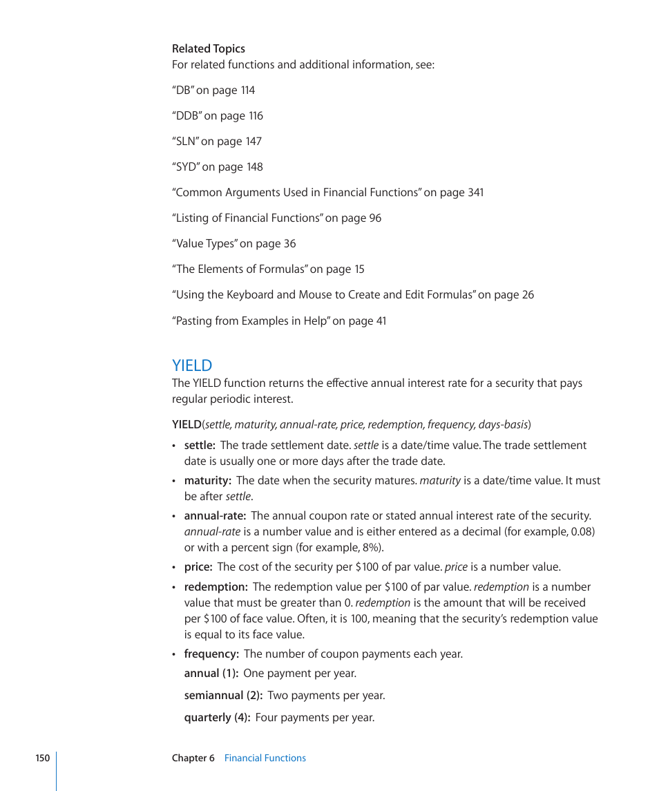 Yield, 150 yield | Apple iWork '09 User Manual | Page 150 / 372