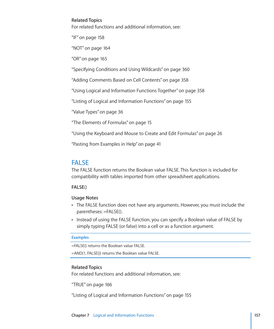 False, 157 false | Apple iWork '09 User Manual | Page 157 / 372