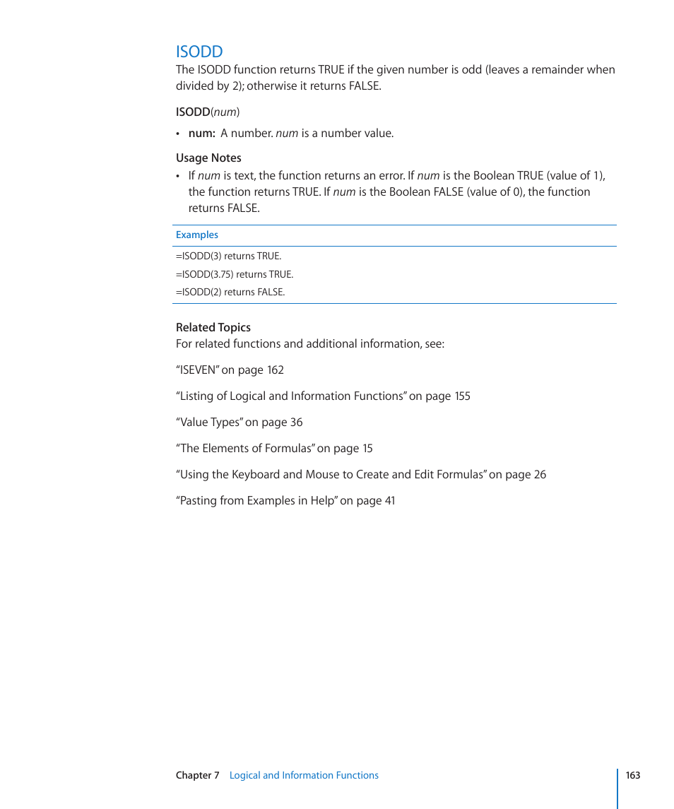 Isodd, 163 isodd | Apple iWork '09 User Manual | Page 163 / 372