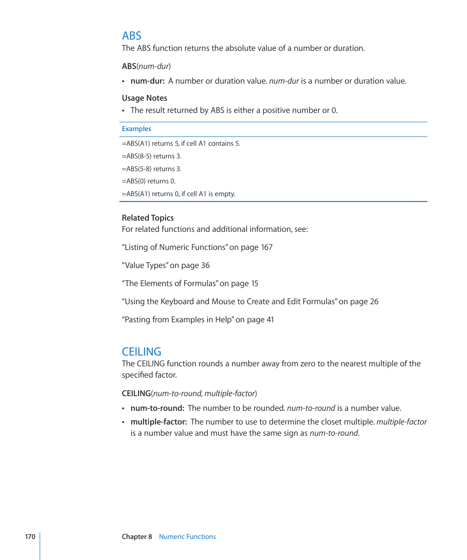Ceiling, 170 abs 170 ceiling | Apple iWork '09 User Manual | Page 170 / 372