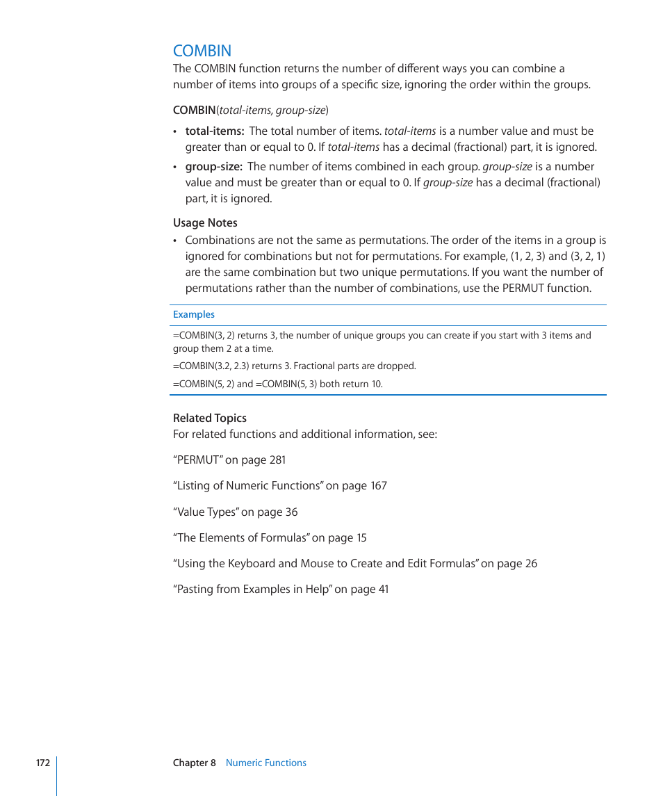 Combin, 172 combin | Apple iWork '09 User Manual | Page 172 / 372