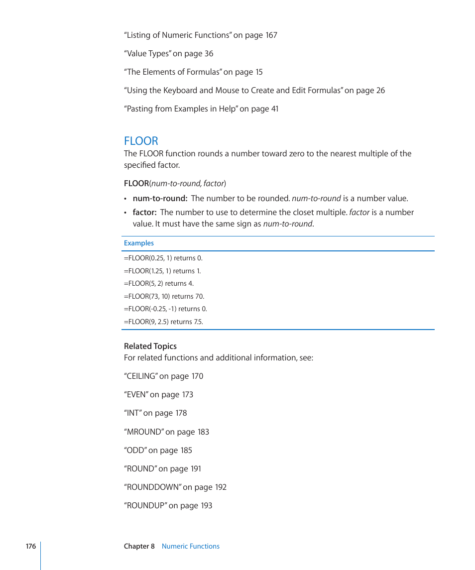 Floor, 176 floor | Apple iWork '09 User Manual | Page 176 / 372