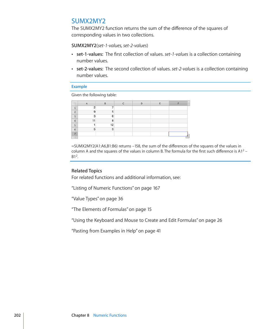 Sumx2my2, 202 sumx2my2 | Apple iWork '09 User Manual | Page 202 / 372