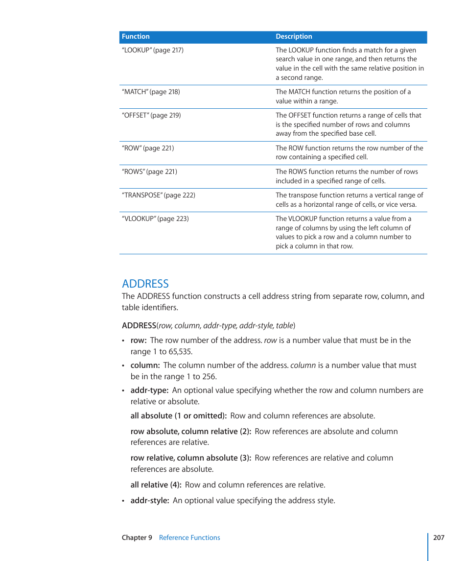 Address, 207 address | Apple iWork '09 User Manual | Page 207 / 372