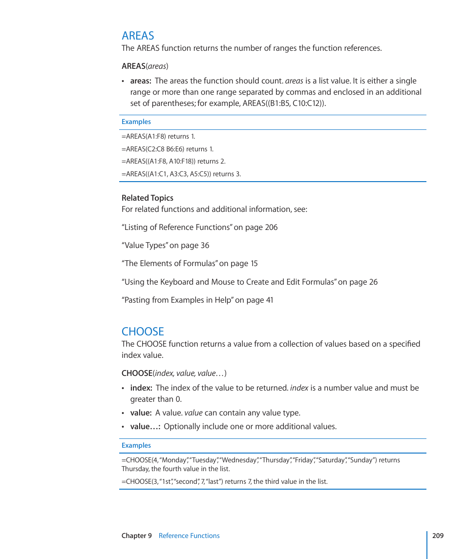 Areas, Choose, 209 areas | 209 choose | Apple iWork '09 User Manual | Page 209 / 372