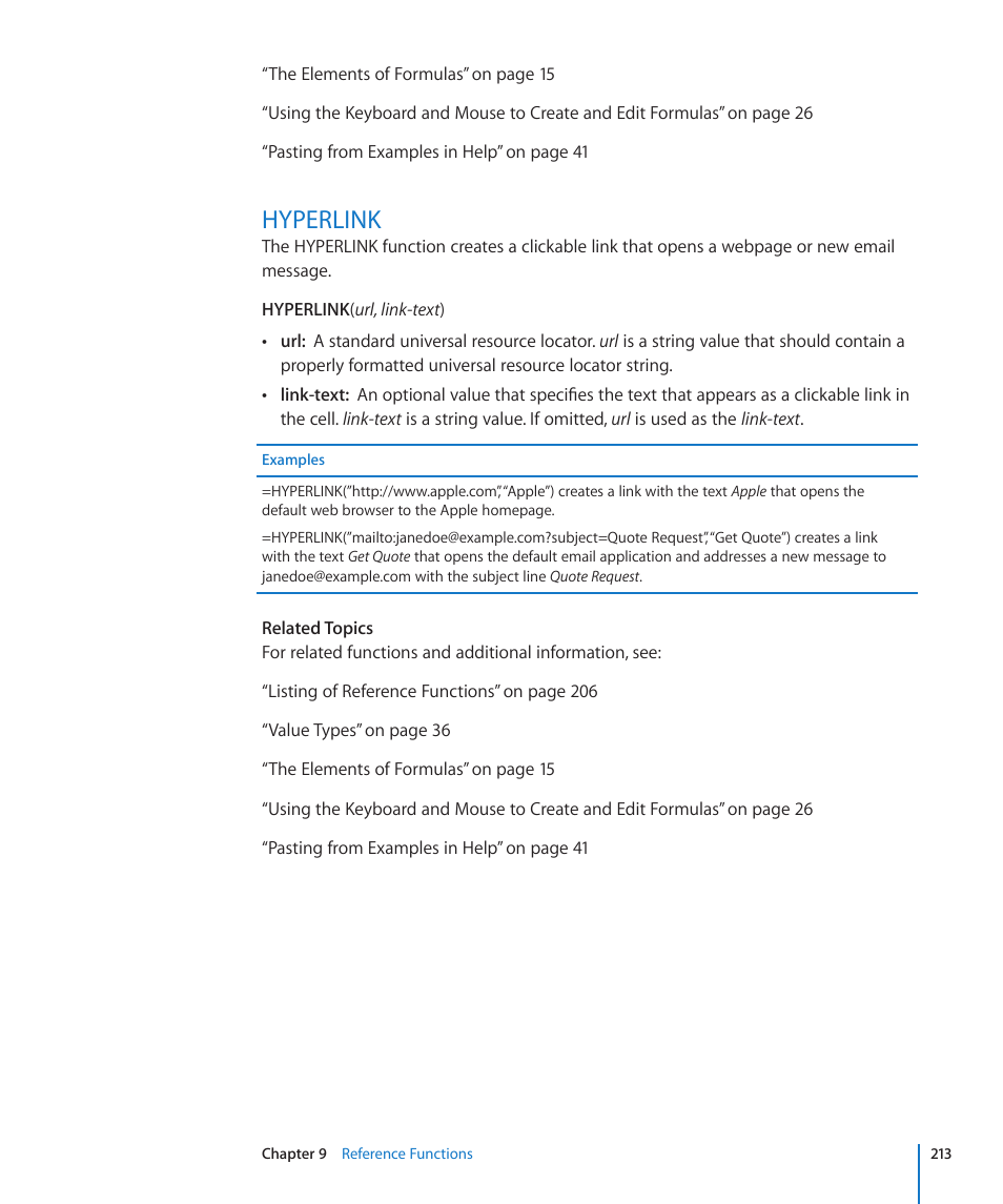 Hyperlink, 213 hyperlink | Apple iWork '09 User Manual | Page 213 / 372