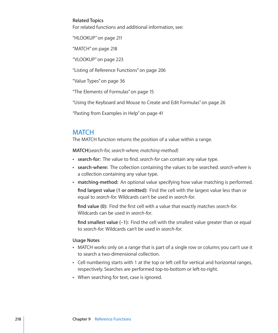 Match, 218 match | Apple iWork '09 User Manual | Page 218 / 372