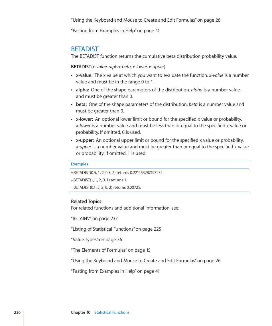 Betadist, 236 betadist | Apple iWork '09 User Manual | Page 236 / 372