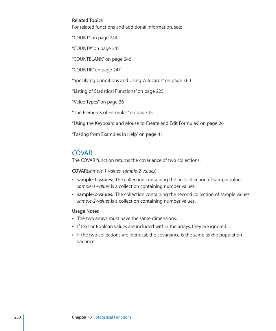 Covar, 250 covar | Apple iWork '09 User Manual | Page 250 / 372