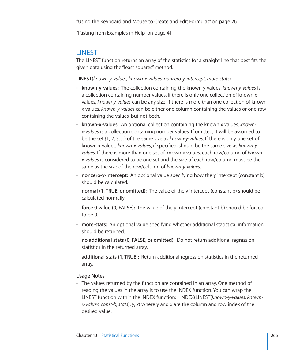 Linest, 265 linest | Apple iWork '09 User Manual | Page 265 / 372
